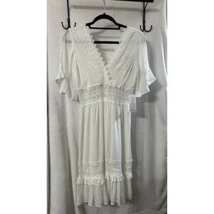 Tenki White Dress UK Brand Size 10. US Size 6-8. Pretty, Flowy, Easy